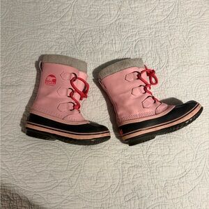 Sorel Pink and Dark Gray Kids' Boots